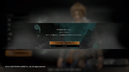 外見設定コードの入力