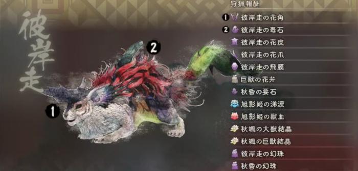 ヒガンバシリ_狩猟報酬(通常)