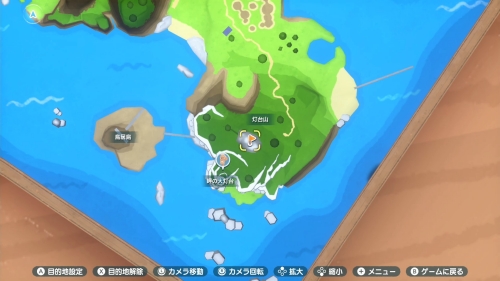 岬の灯台の北東にある岩山の中の階段に紙風船マップ