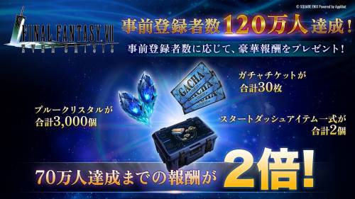 事前登録者数120万人達成報酬