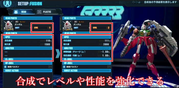 ガンダムブレイカー4_合成でレベル上げ