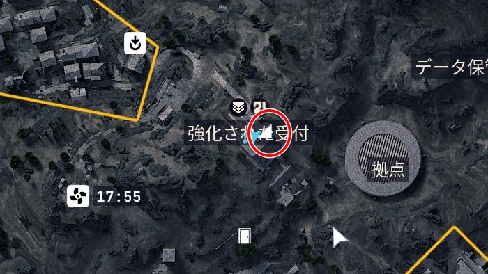 強化された受付 入口北MAP