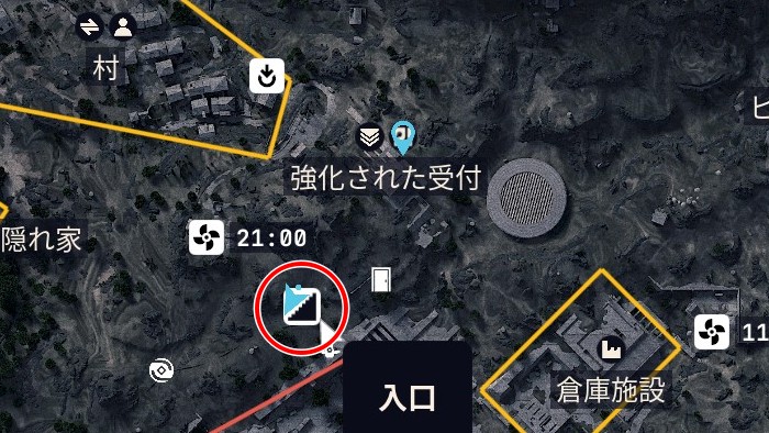 強化された受付 入口南MAP